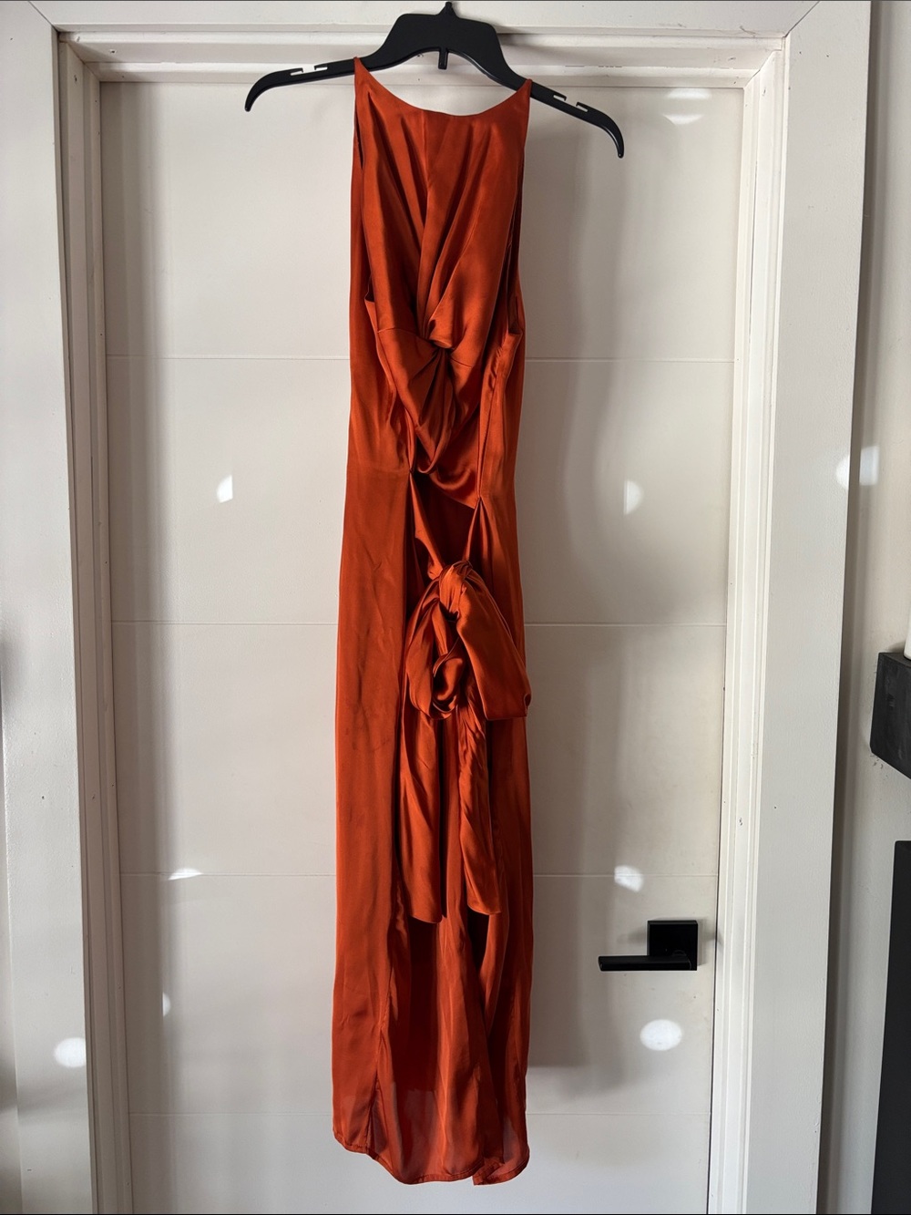 Andrea Iyamah Rust Orange Knot-Detail Dress Sam